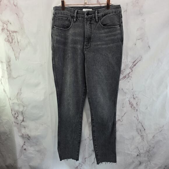 Good American Jeans Womens 10 30 Gray Crop Denim Good Curve Skinny Raw Edge - Picture 1 of 11